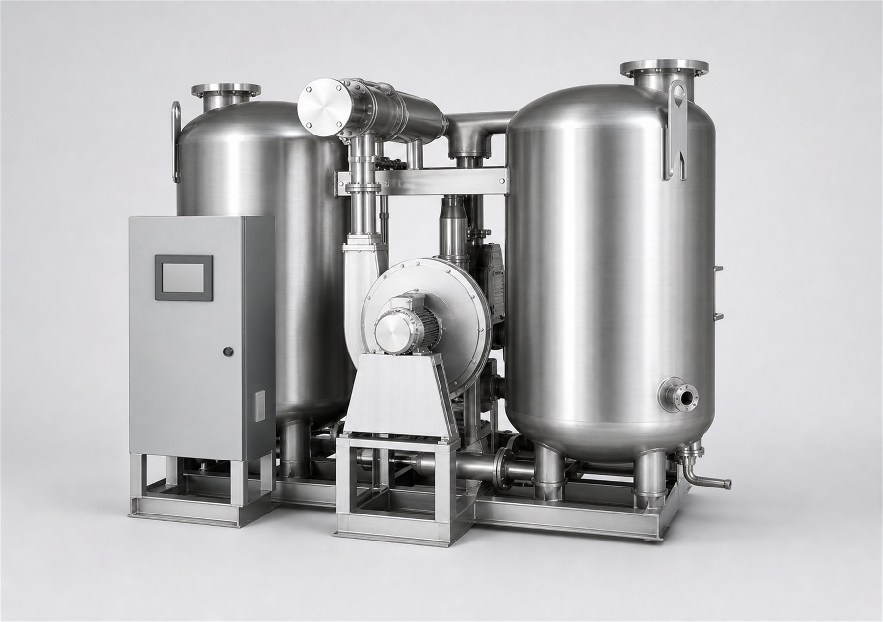 Blower-heated regenerative adsorption dryer package