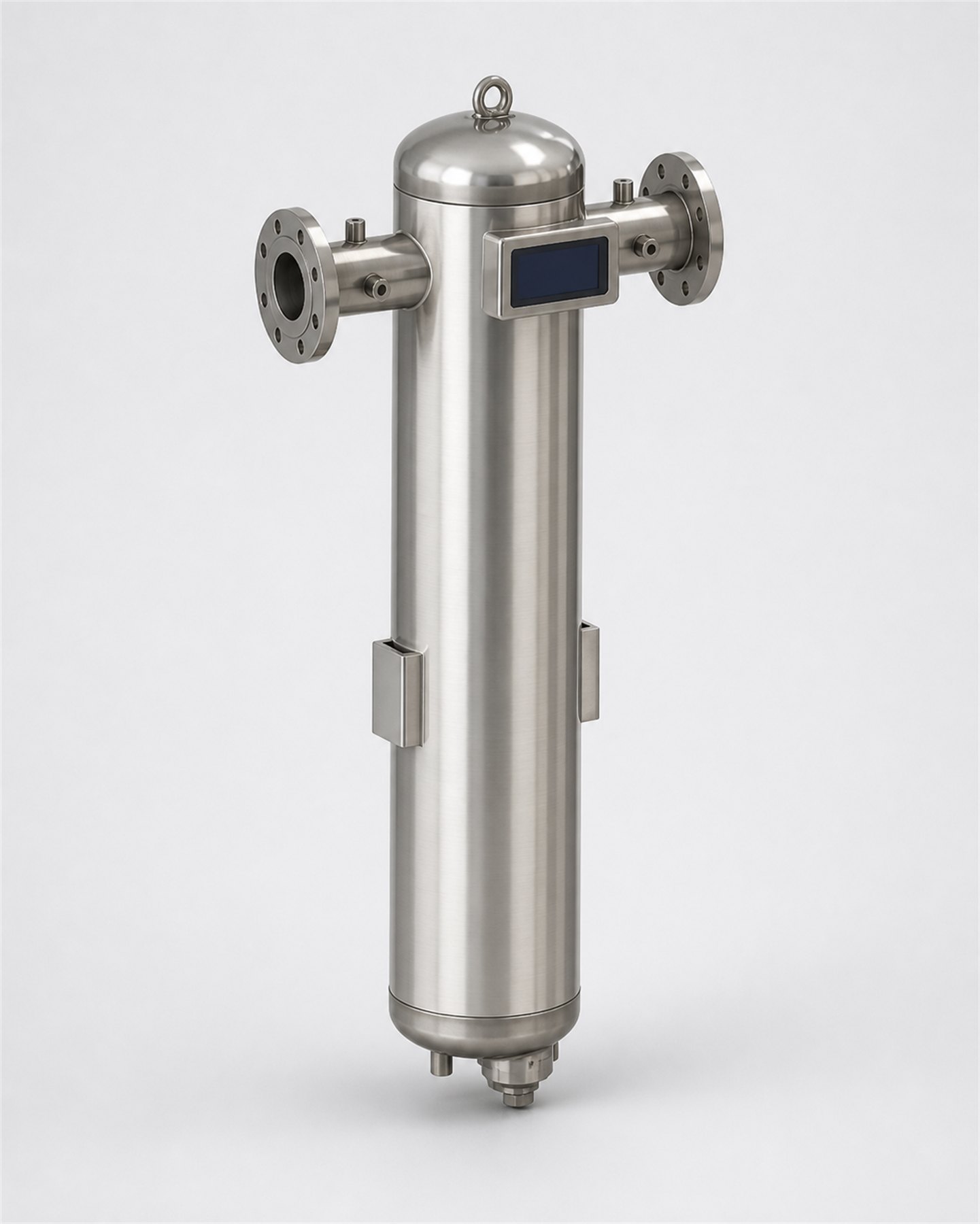 Stainless inline compressed-air filter housing