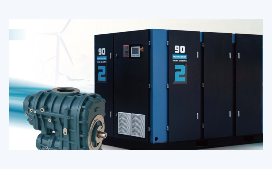 Two-stage permanent-magnet variable-speed screw compressor